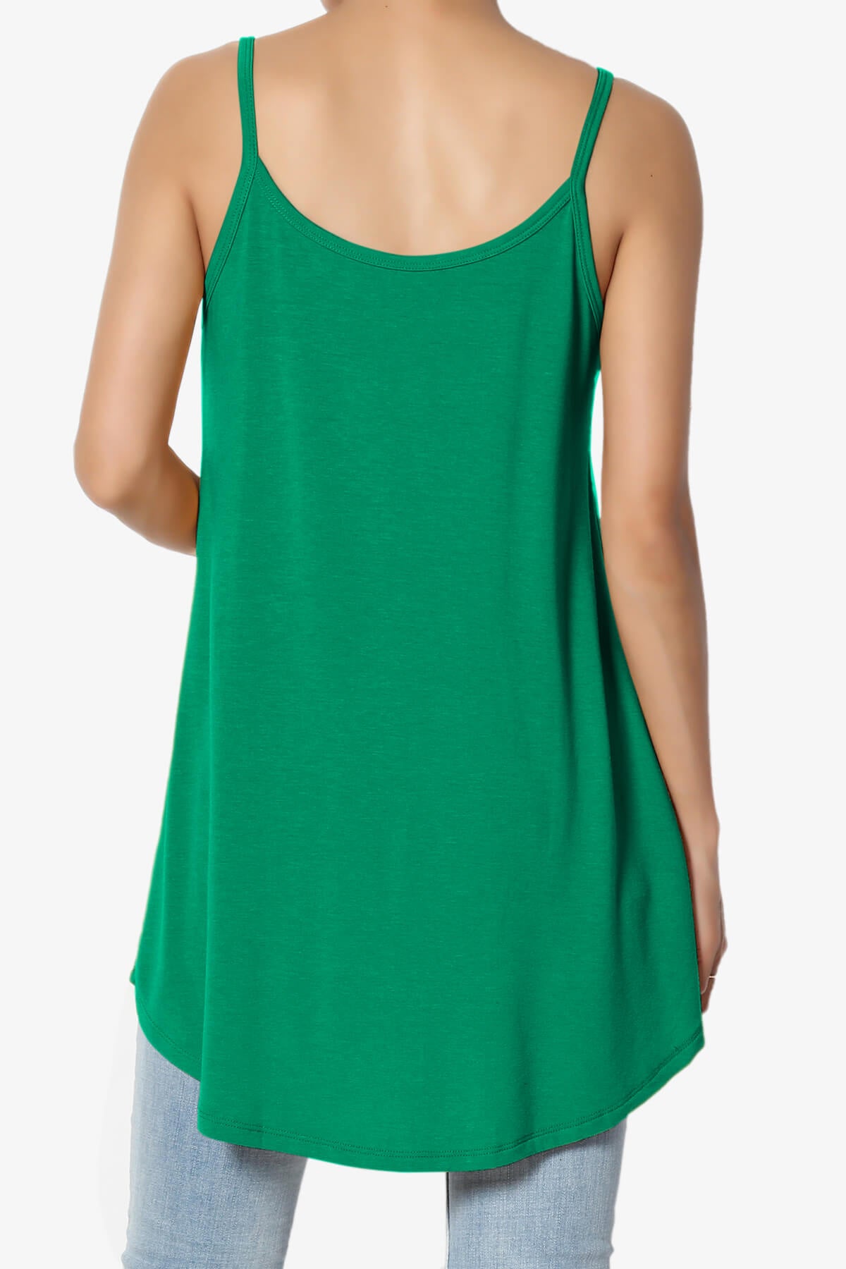 Chelsea Scoop & V Neck Flared Camisole Top FOREST GREEN_2