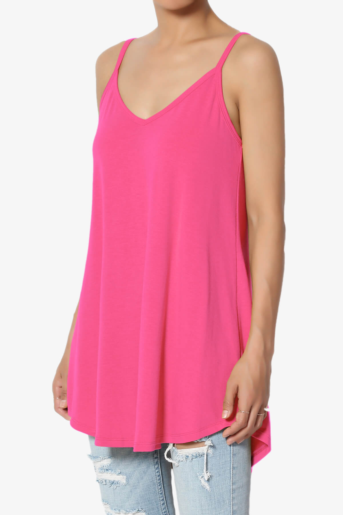 Chelsea Scoop & V Neck Flared Camisole Top FUCHSIA_3