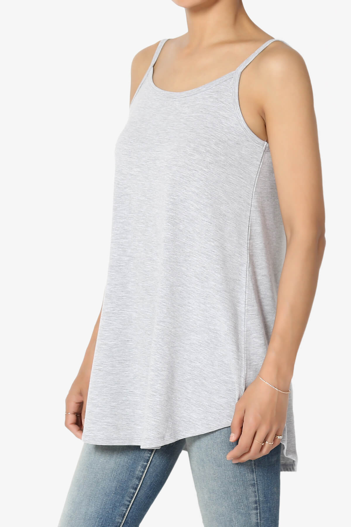 Chelsea Scoop & V Neck Flared Camisole Top HEATHER GREY_3