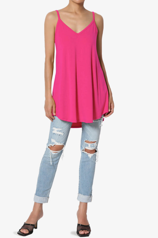 Chelsea Scoop & V Neck Flared Camisole Top HOT PINK_6