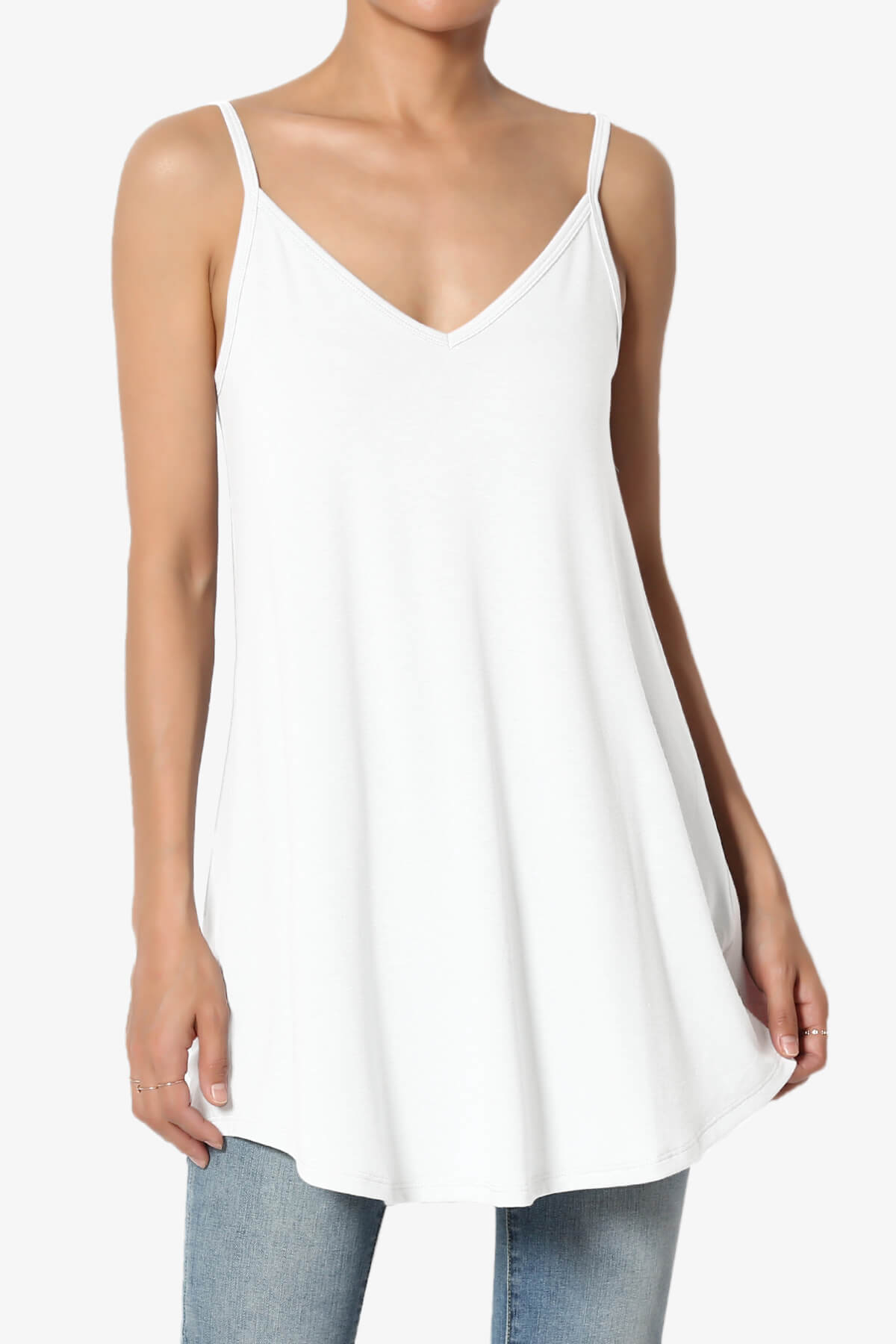 Chelsea Scoop & V Neck Flared Camisole Top IVORY_1