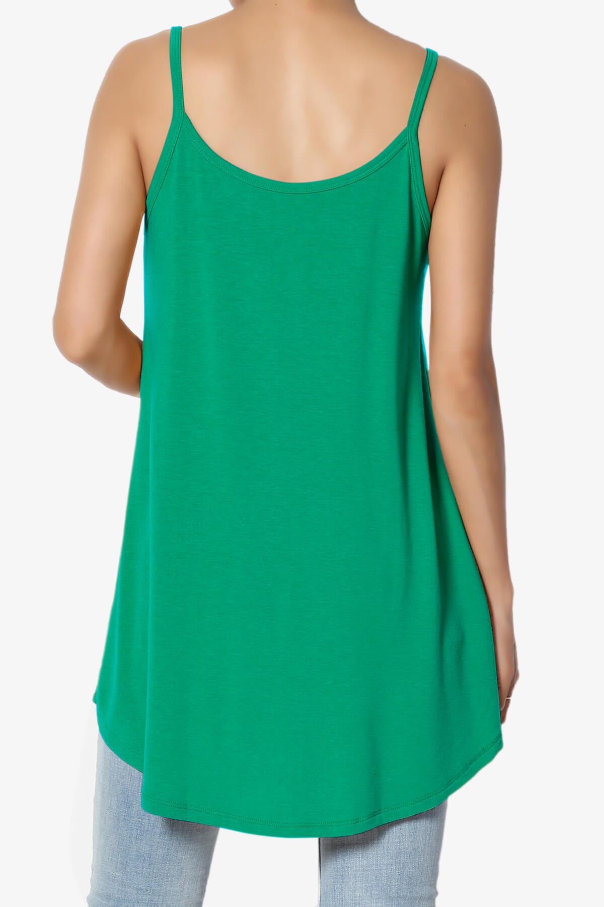 Chelsea Scoop & V Neck Flared Camisole Top KELLY GREEN_2