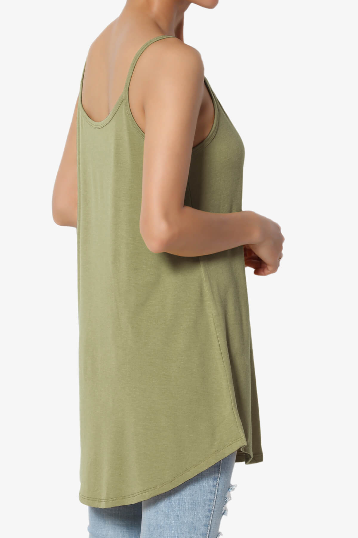 Chelsea Scoop & V Neck Flared Camisole Top KHAKI GREEN_4