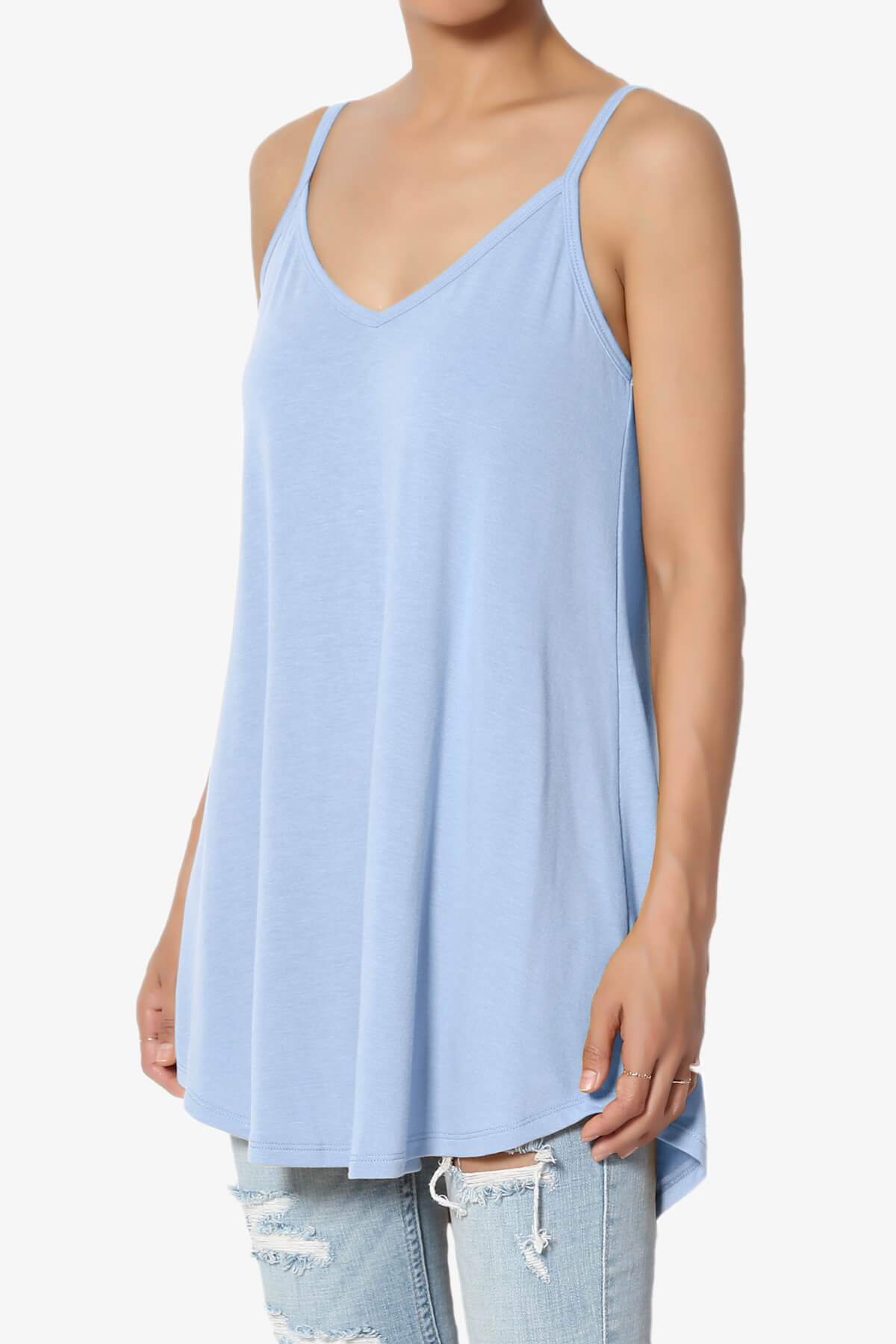 Load image into Gallery viewer, Chelsea Scoop &amp;amp; V Neck Flared Camisole Top LIGHT BLUE_3
