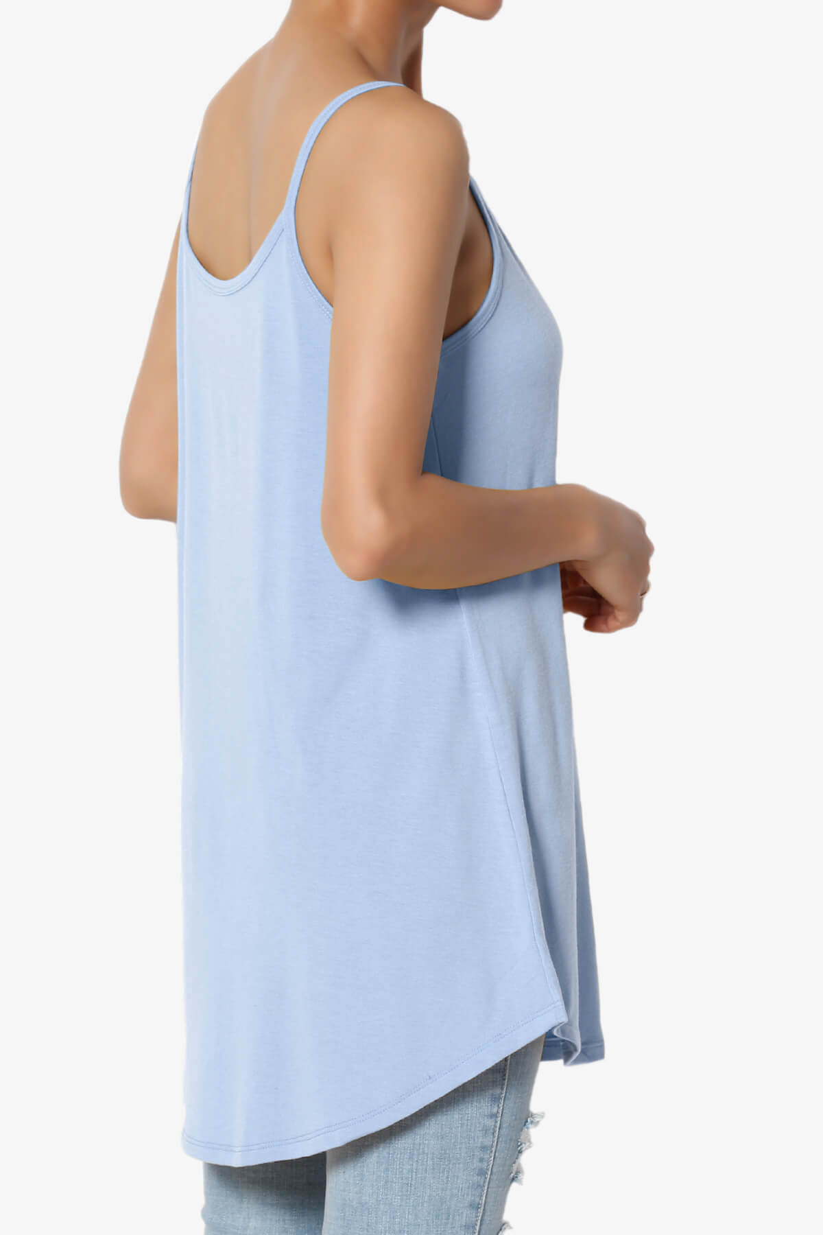 Chelsea Scoop & V Neck Flared Camisole Top LIGHT BLUE_4