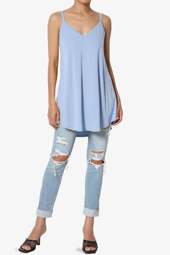 Chelsea Scoop & V Neck Flared Camisole Top LIGHT BLUE_6