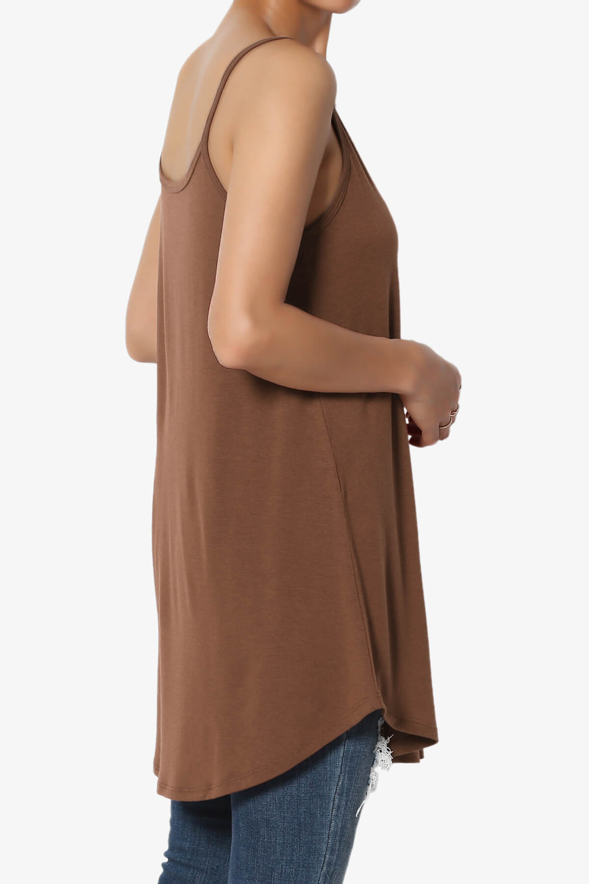 Chelsea Scoop & V Neck Flared Camisole Top LIGHT BROWN_4