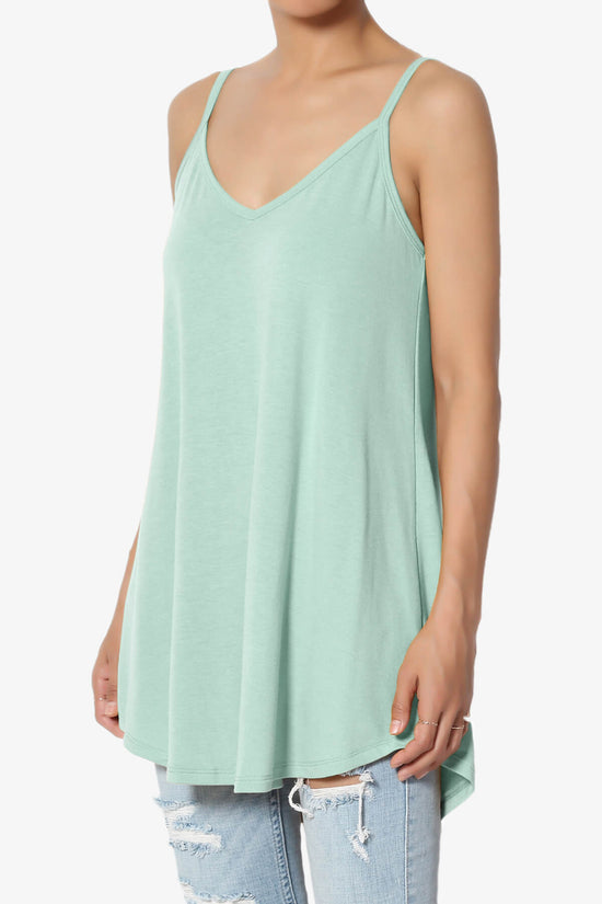 Chelsea Scoop & V Neck Flared Camisole Top LIGHT GREEN_3
