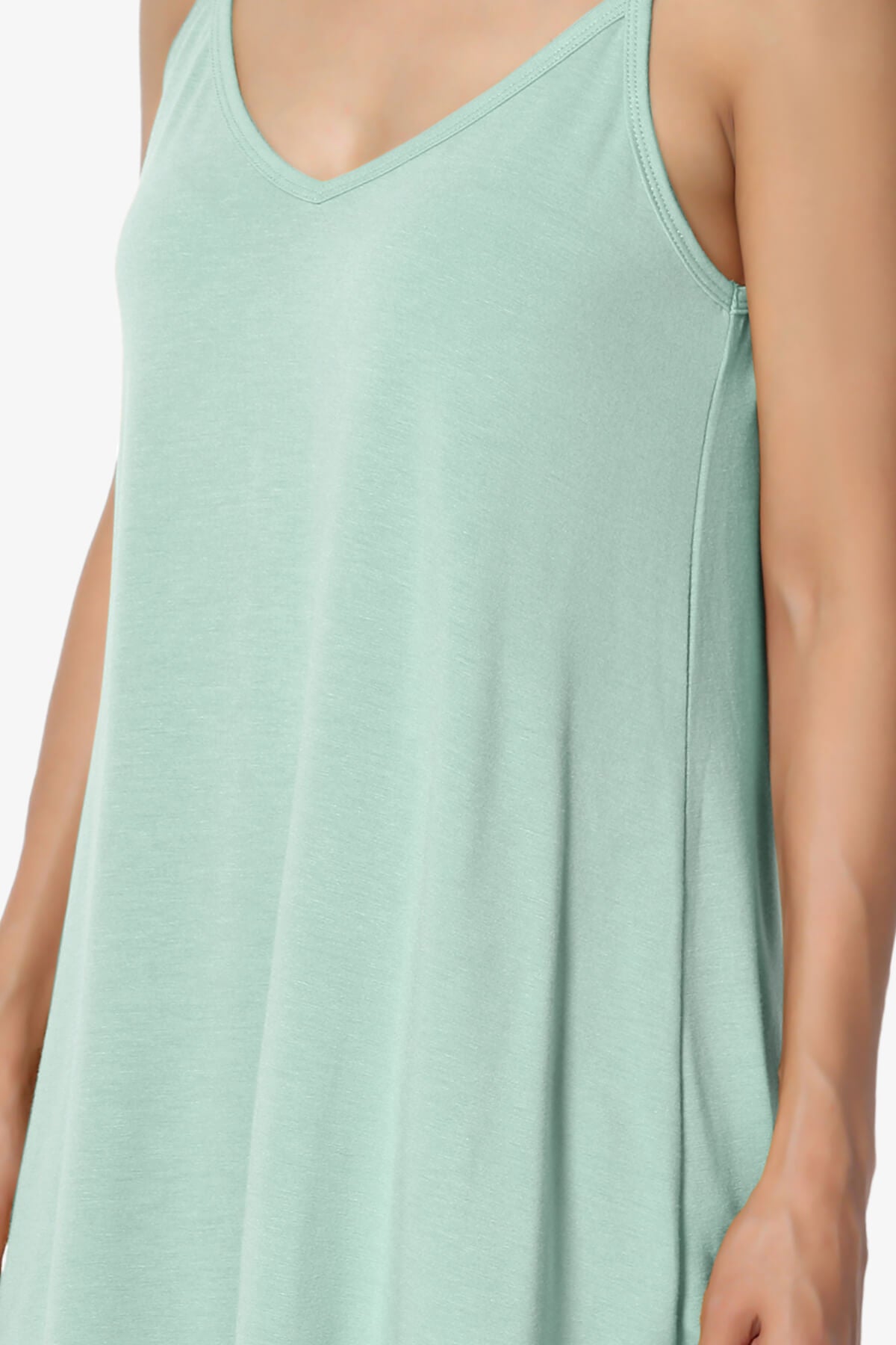 Chelsea Scoop & V Neck Flared Camisole Top LIGHT GREEN_5
