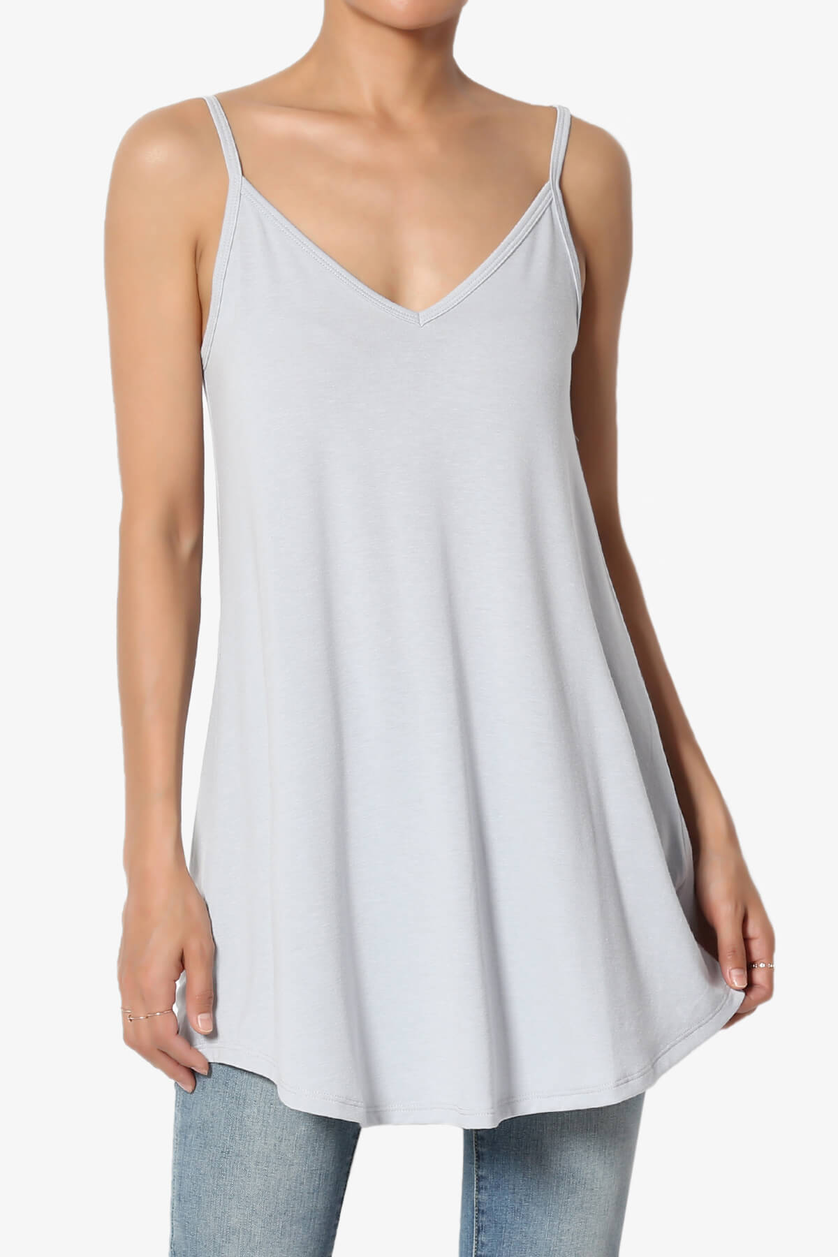 Chelsea Scoop & V Neck Flared Camisole Top LIGHT GREY_1