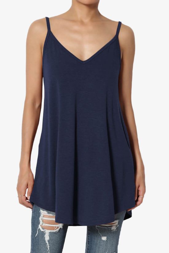 Chelsea Scoop & V Neck Flared Camisole Top NAVY_1