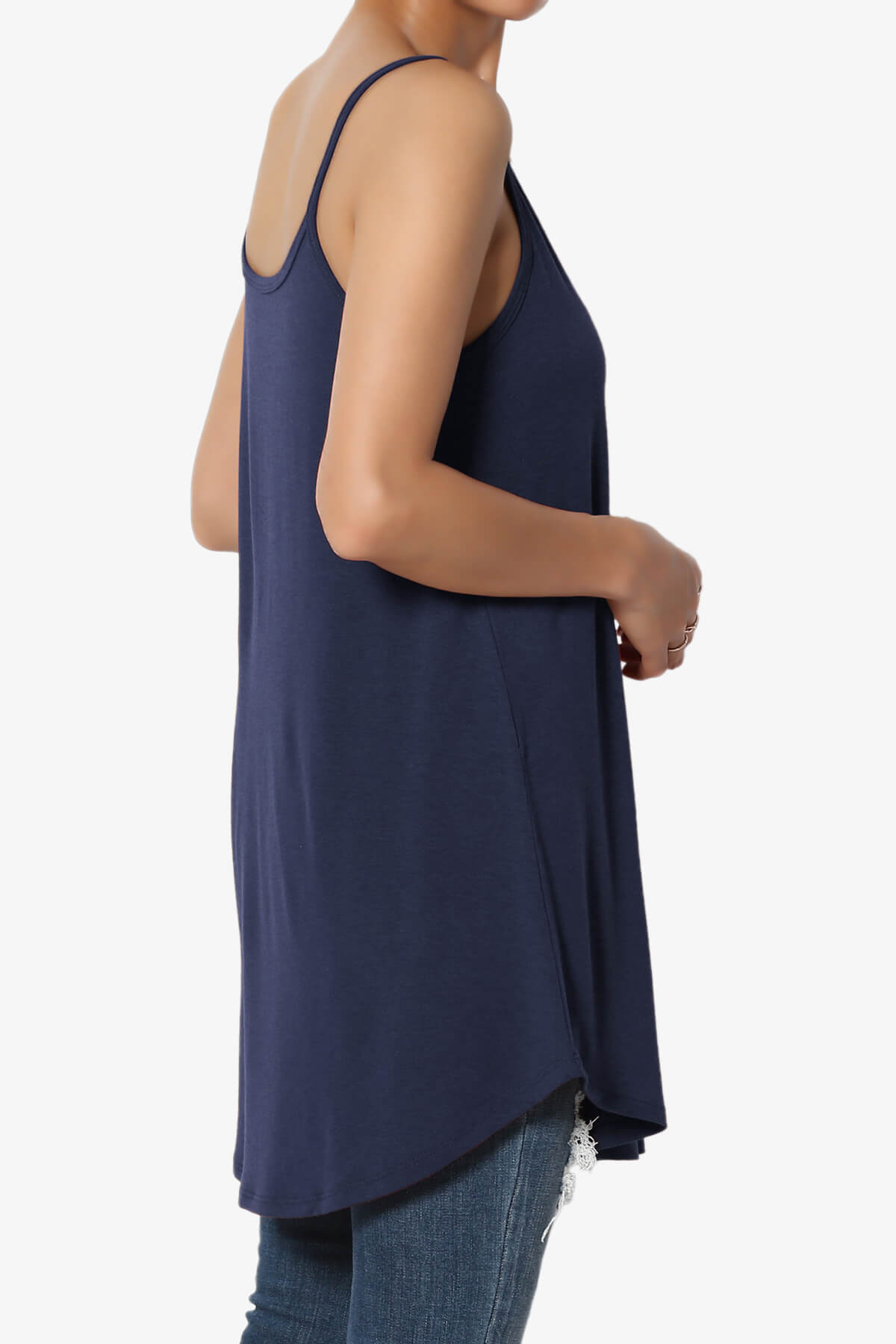 Chelsea Scoop & V Neck Flared Camisole Top NAVY_4