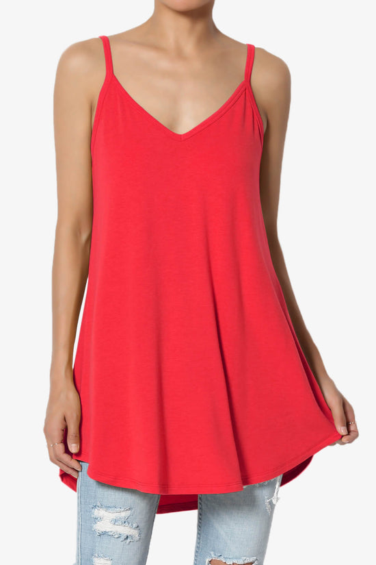 Chelsea Scoop & V Neck Flared Camisole Top RED_1