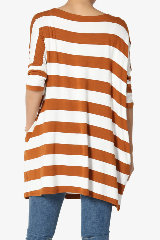 Load image into Gallery viewer, Timp Stripe Drop Shoulder Tunic Top ALMOND_2
