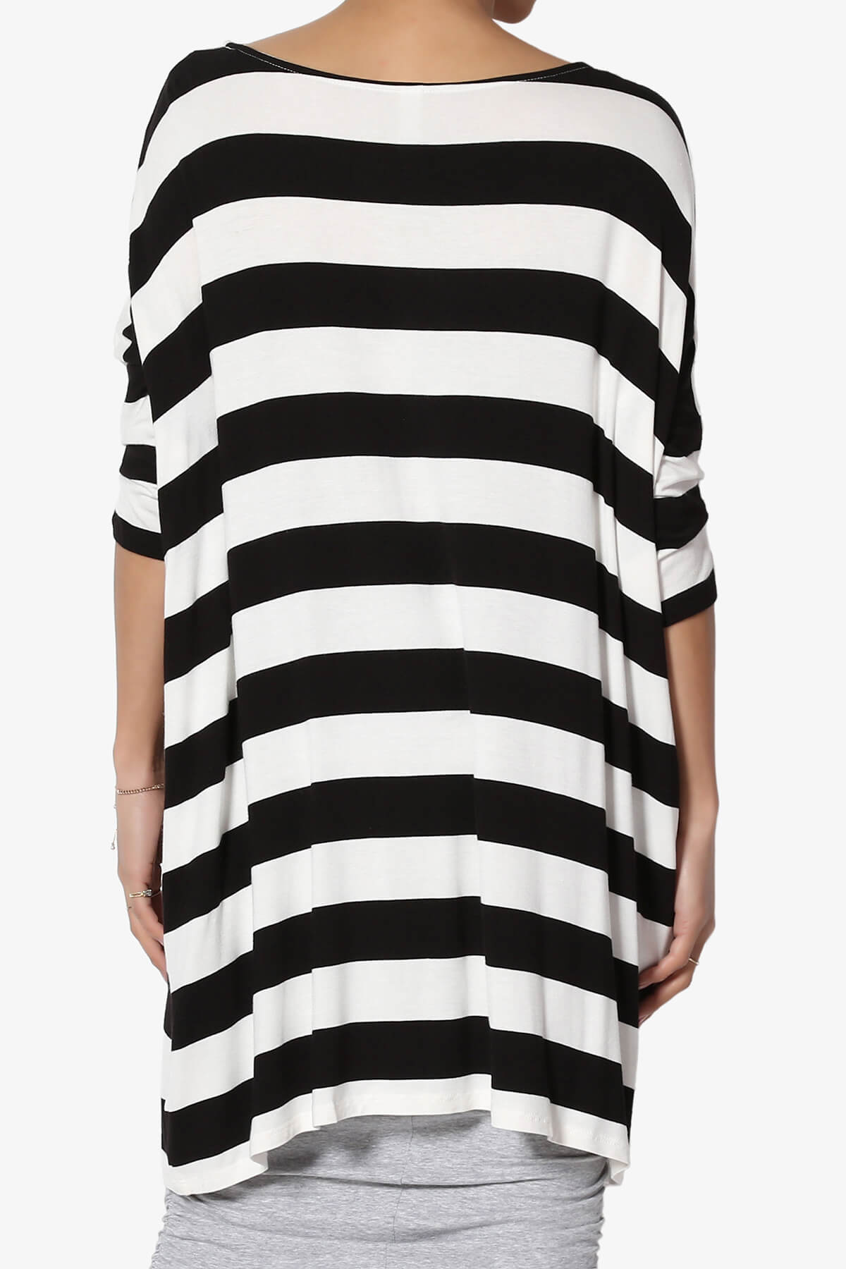 Load image into Gallery viewer, Timp Stripe Drop Shoulder Tunic Top BLACK AND WHITE_2
