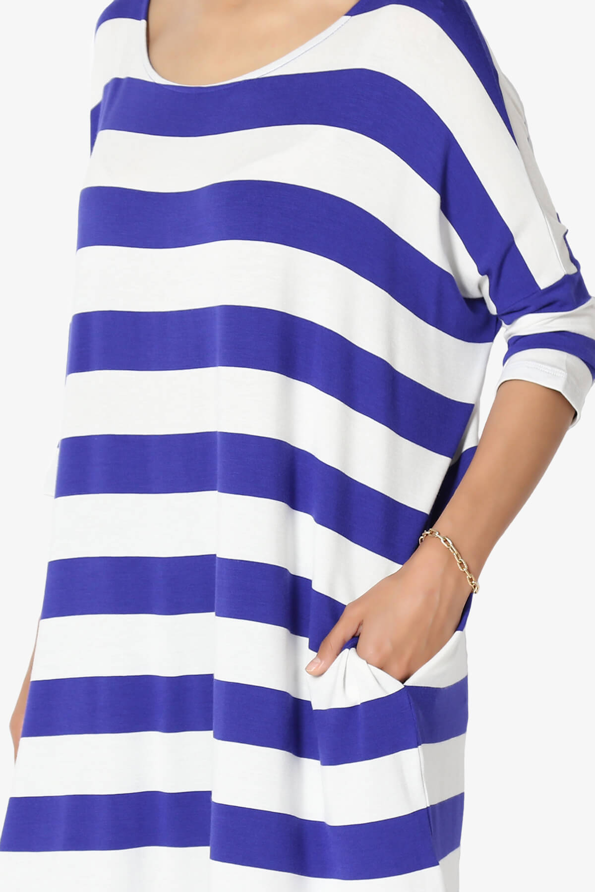 Timp Stripe Drop Shoulder Tunic Top BRIGHT BLUE_5