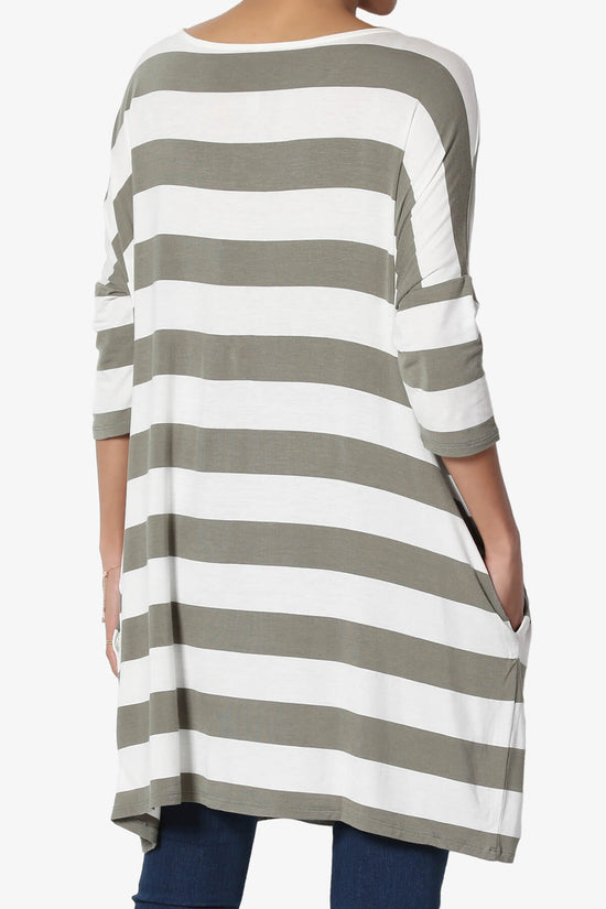 Timp Stripe Drop Shoulder Tunic Top DUSTY OLIVE_2