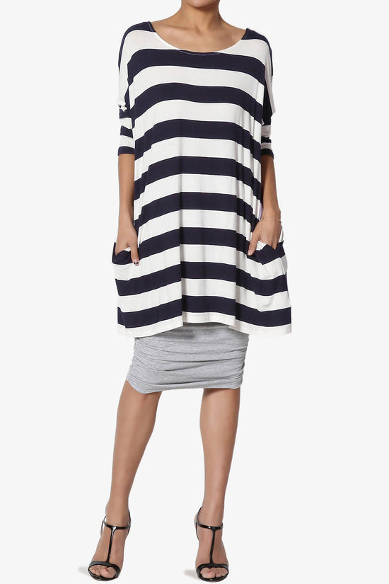 Timp Stripe Drop Shoulder Tunic Top NAVY_6