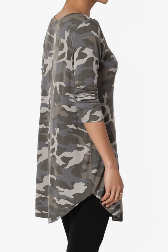 Load image into Gallery viewer, Quintana Camo Boat Neck 3/4 Sleeve Top DUSTY OLIVE_4
