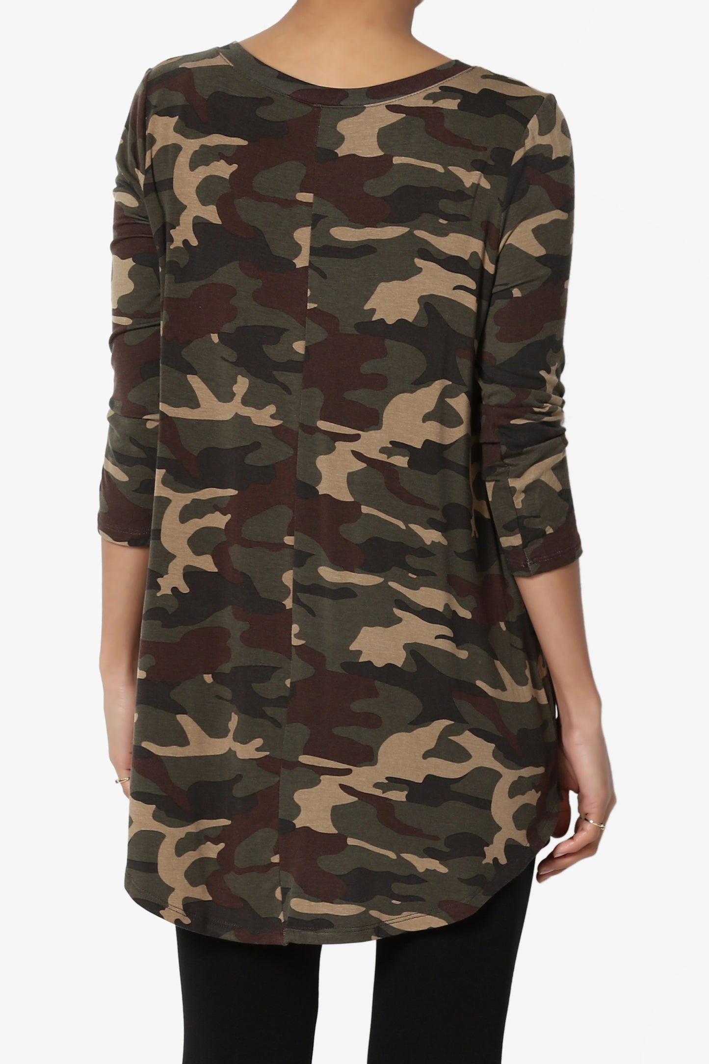 Load image into Gallery viewer, Quintana Camo V-Neck 3/4 Sleeve Top OLIVE_2

