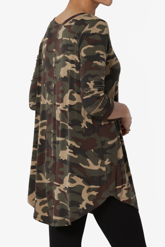 Load image into Gallery viewer, Quintana Camo V-Neck 3/4 Sleeve Top OLIVE_4
