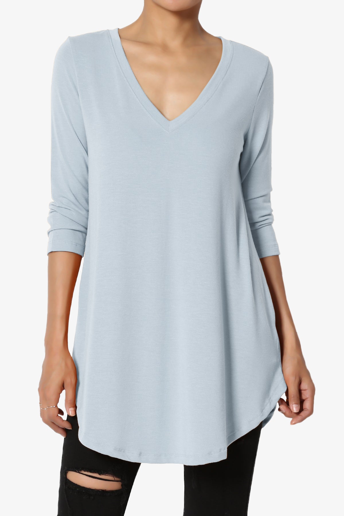 Load image into Gallery viewer, Ramada 3/4 Sleeve Flowy Jersey Top ASH BLUE_1
