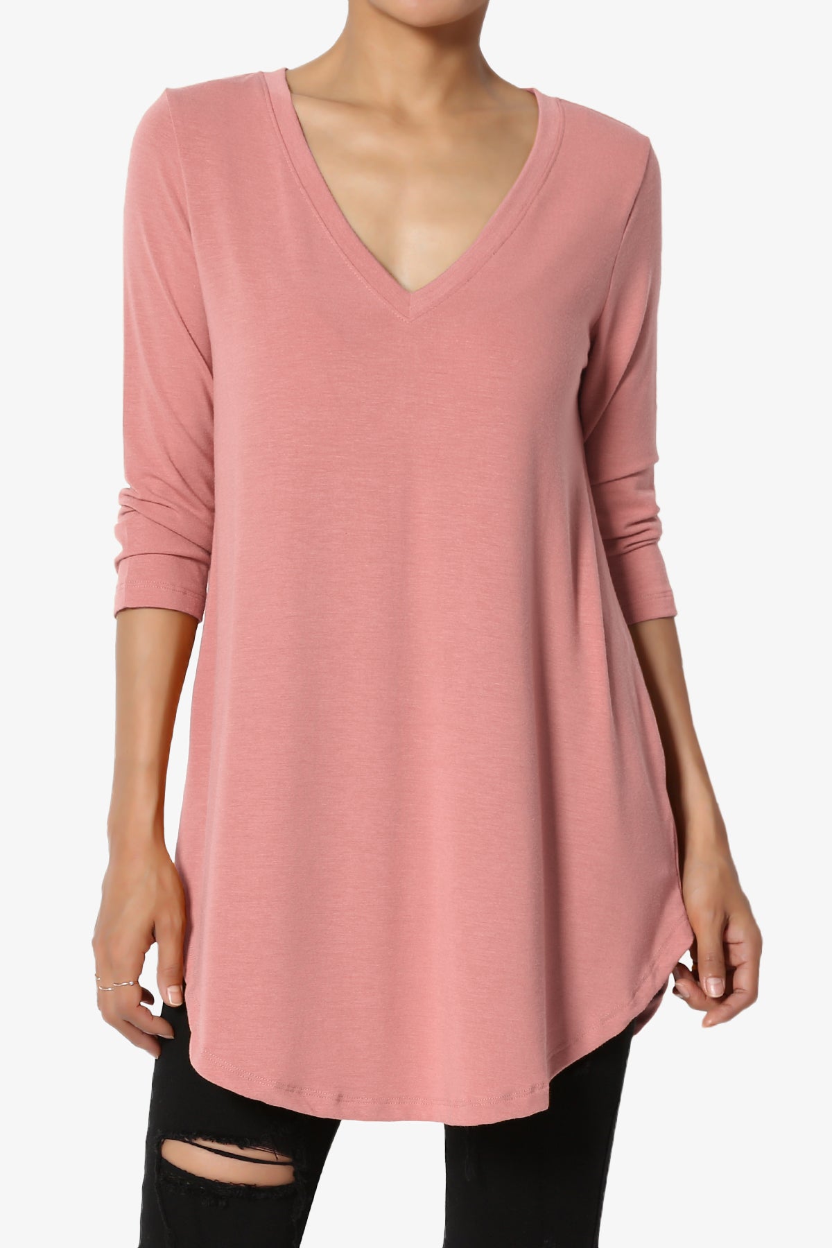 Load image into Gallery viewer, Ramada 3/4 Sleeve Flowy Jersey Top DUSTY ROSE_1
