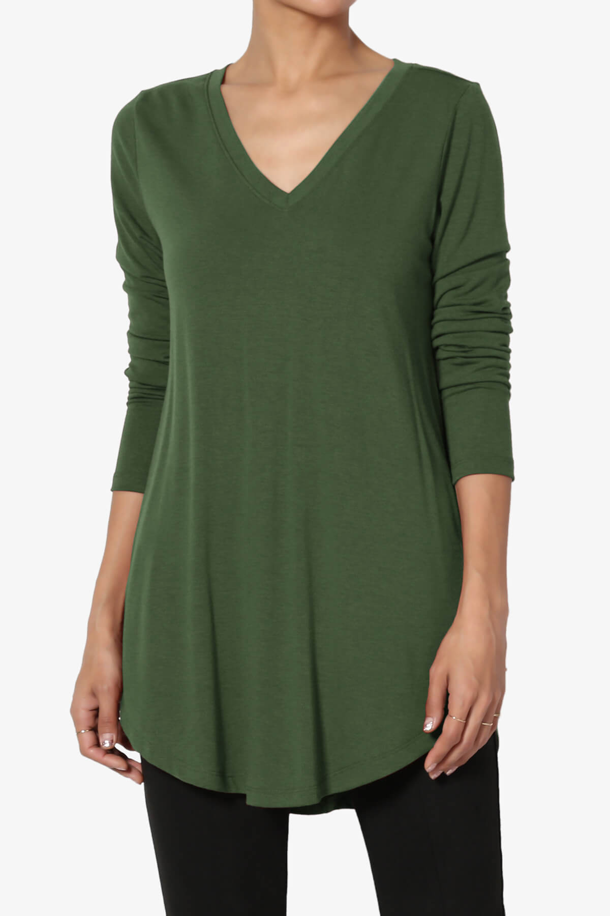 Load image into Gallery viewer, Ramada Long Sleeve Flowy Jersey Top ARMY GREEN_1
