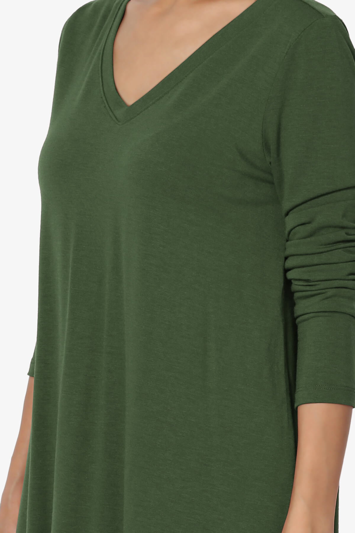 Ramada Long Sleeve Flowy Jersey Top ARMY GREEN_5