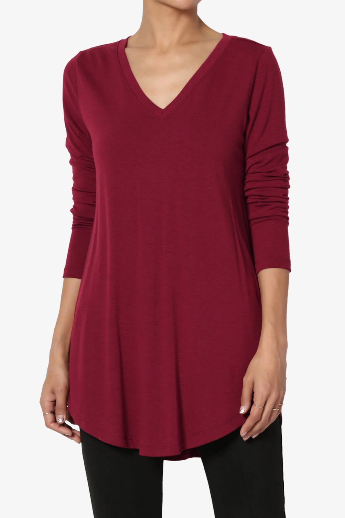 Load image into Gallery viewer, Ramada Long Sleeve Flowy Jersey Top BURGUNDY_1
