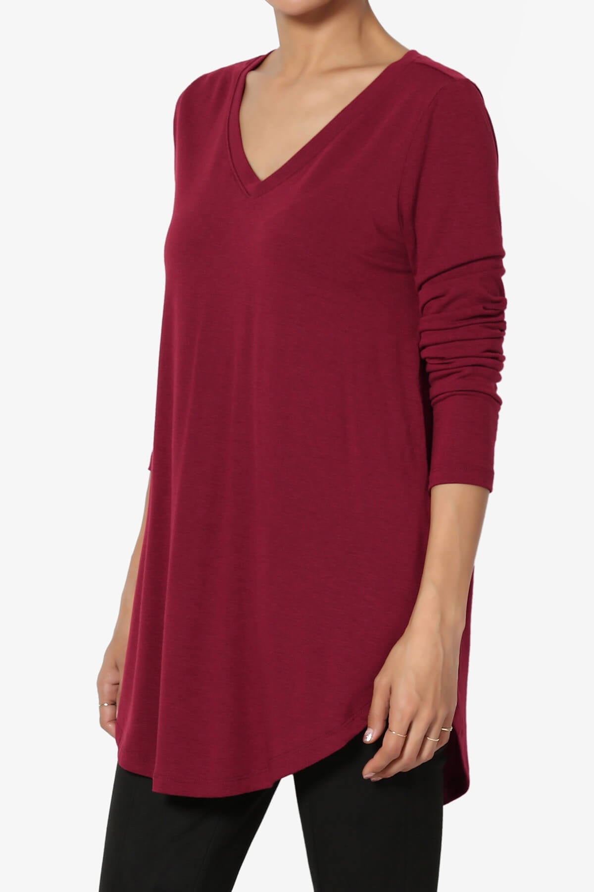 Load image into Gallery viewer, Ramada Long Sleeve Flowy Jersey Top BURGUNDY_3
