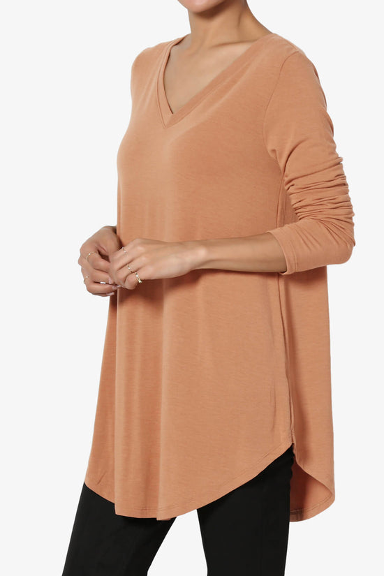 Ramada Long Sleeve Flowy Jersey Top CAMEL_3