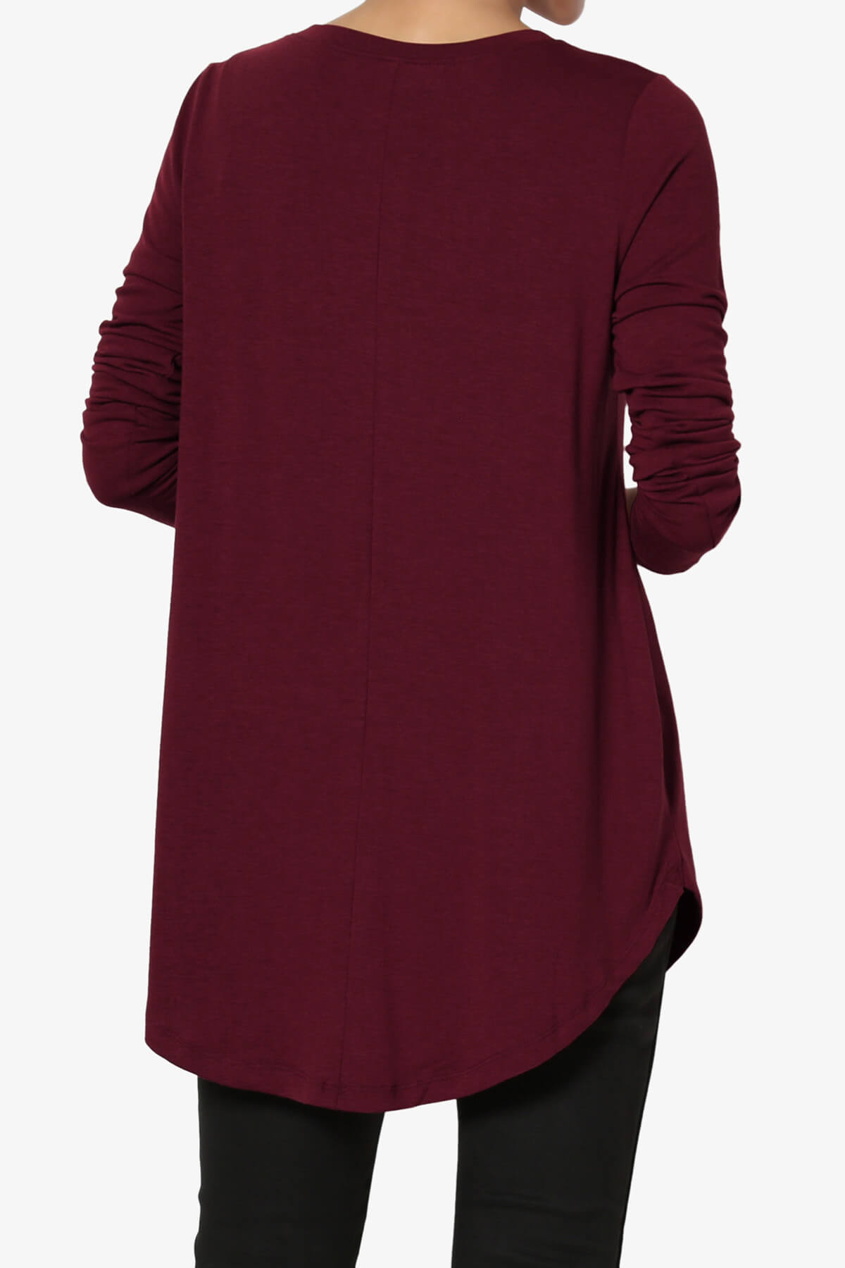 Ramada Long Sleeve Flowy Jersey Top DARK BURGUNDY_2