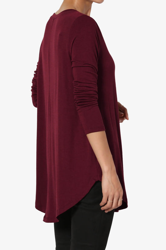 Ramada Long Sleeve Flowy Jersey Top DARK BURGUNDY_4