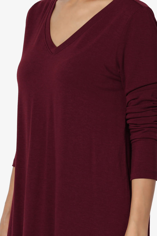 Ramada Long Sleeve Flowy Jersey Top DARK BURGUNDY_5