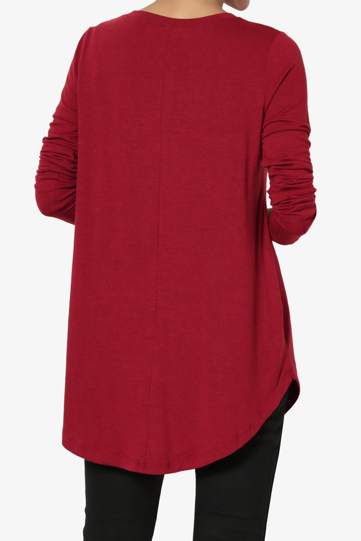 Load image into Gallery viewer, Ramada Long Sleeve Flowy Jersey Top DARK RED_2

