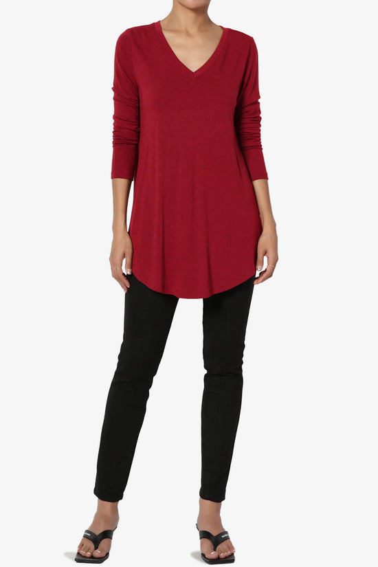 Load image into Gallery viewer, Ramada Long Sleeve Flowy Jersey Top DARK RED_6
