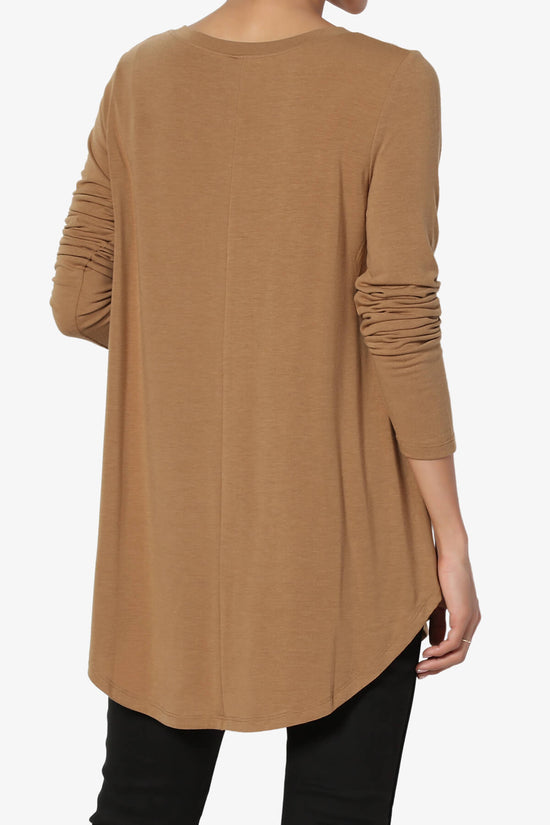 Ramada Long Sleeve Flowy Jersey Top DEEP CAMEL_2