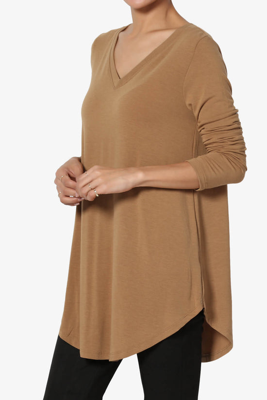 Ramada Long Sleeve Flowy Jersey Top DEEP CAMEL_3