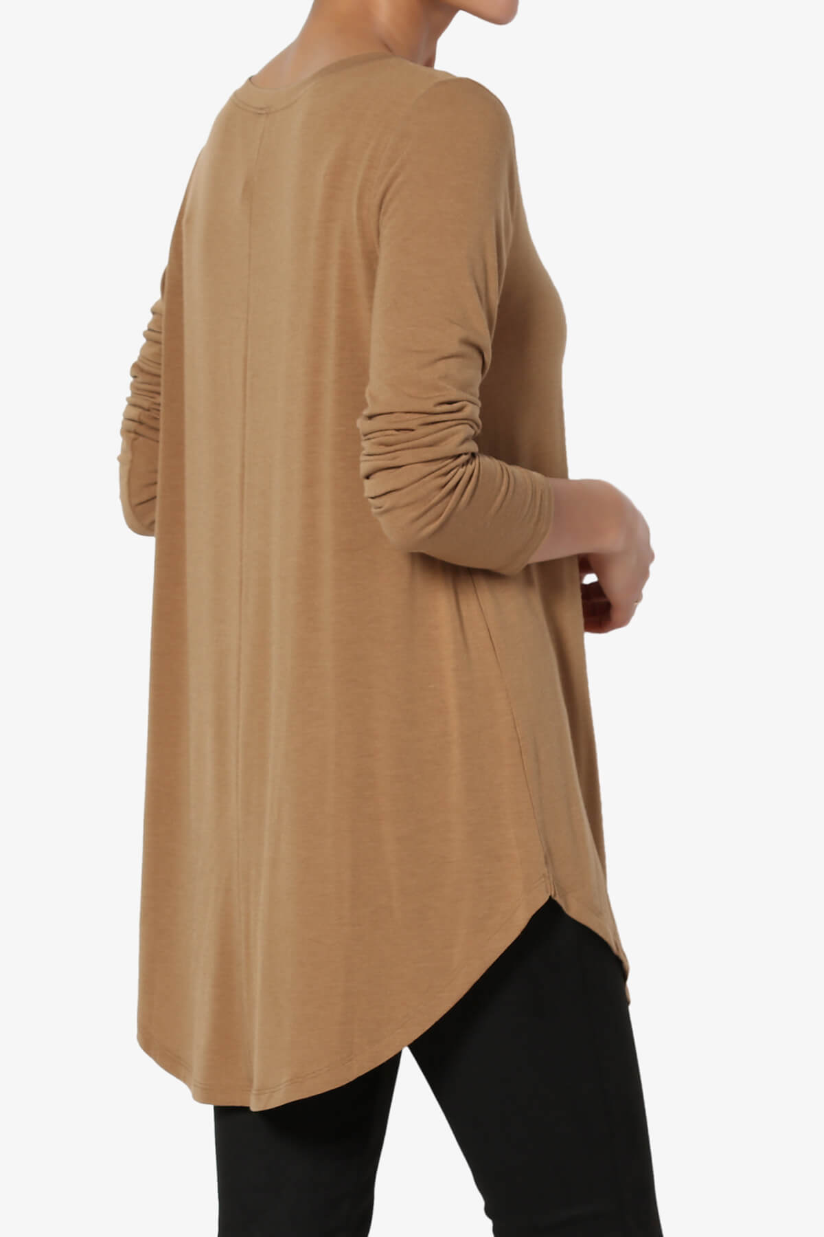 Ramada Long Sleeve Flowy Jersey Top DEEP CAMEL_4