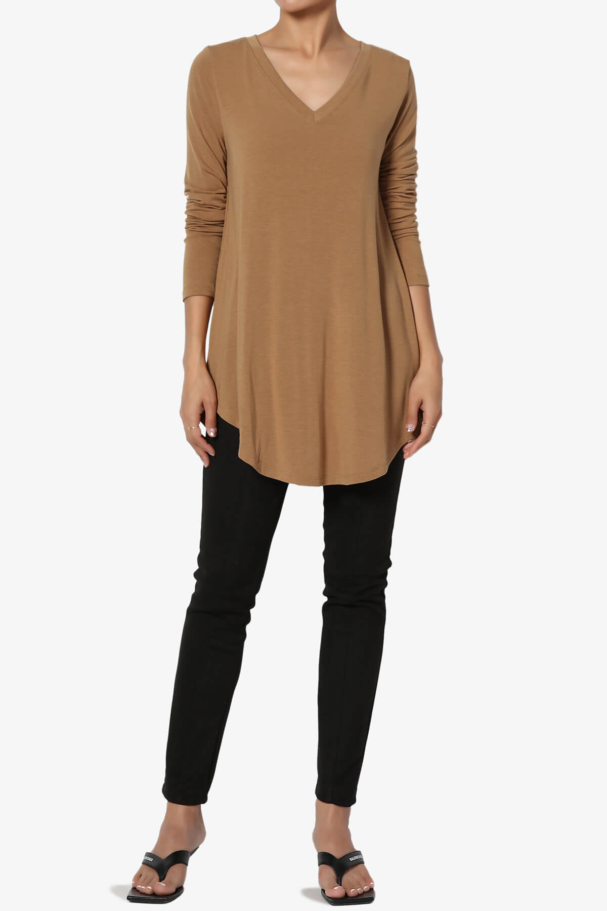 Ramada Long Sleeve Flowy Jersey Top DEEP CAMEL_6