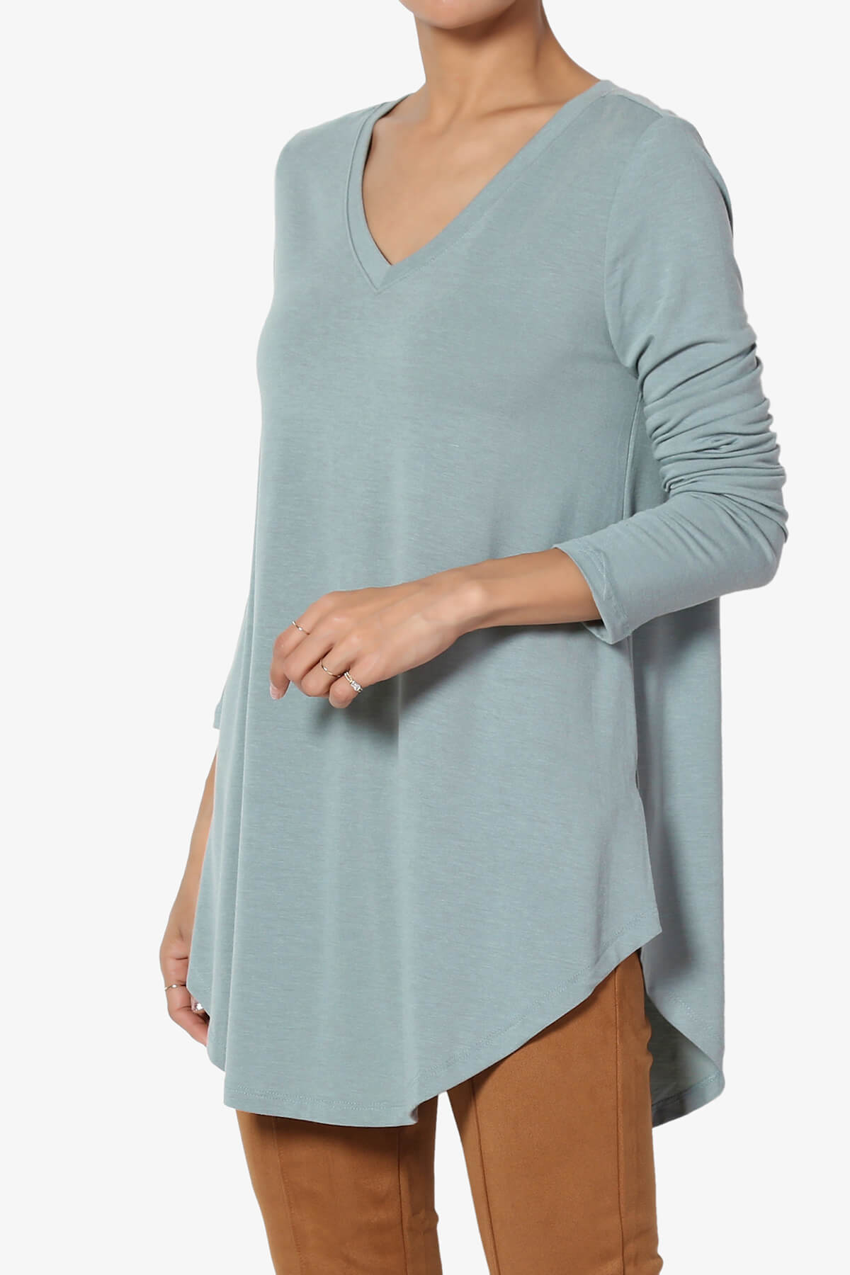 Ramada Long Sleeve Flowy Jersey Top DUSTY BLUE_3