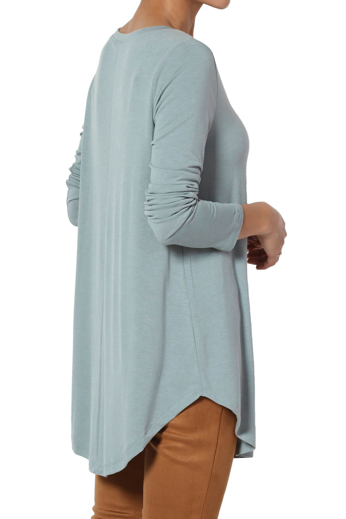 Ramada Long Sleeve Flowy Jersey Top DUSTY BLUE_4