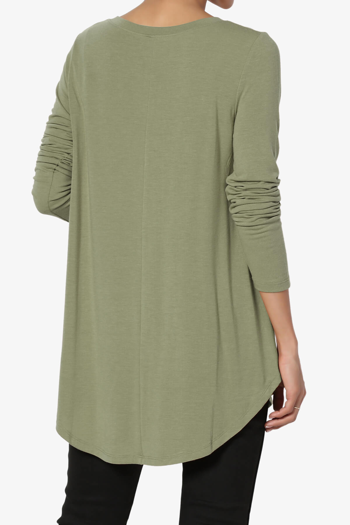 Ramada Long Sleeve Flowy Jersey Top DUSTY OLIVE_2