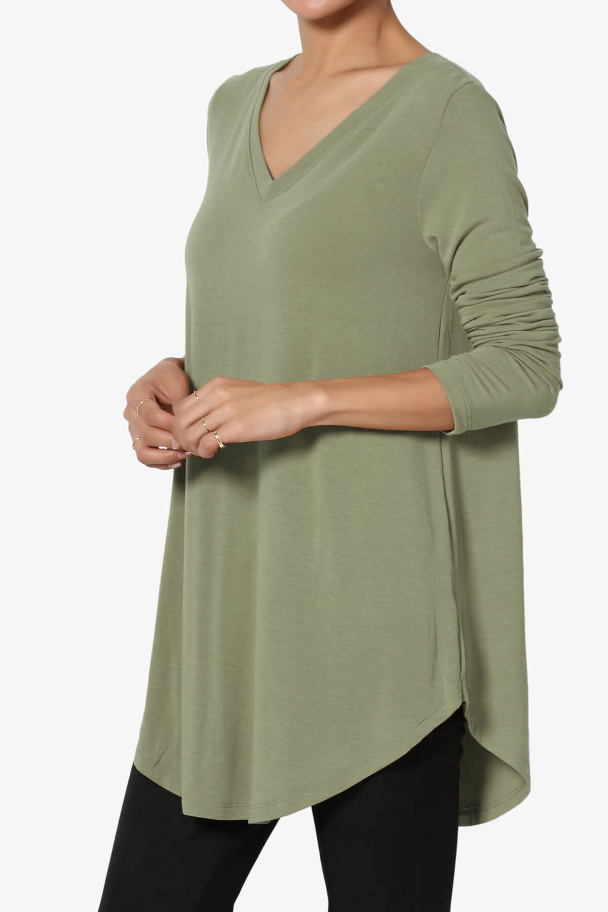 Ramada Long Sleeve Flowy Jersey Top DUSTY OLIVE_3