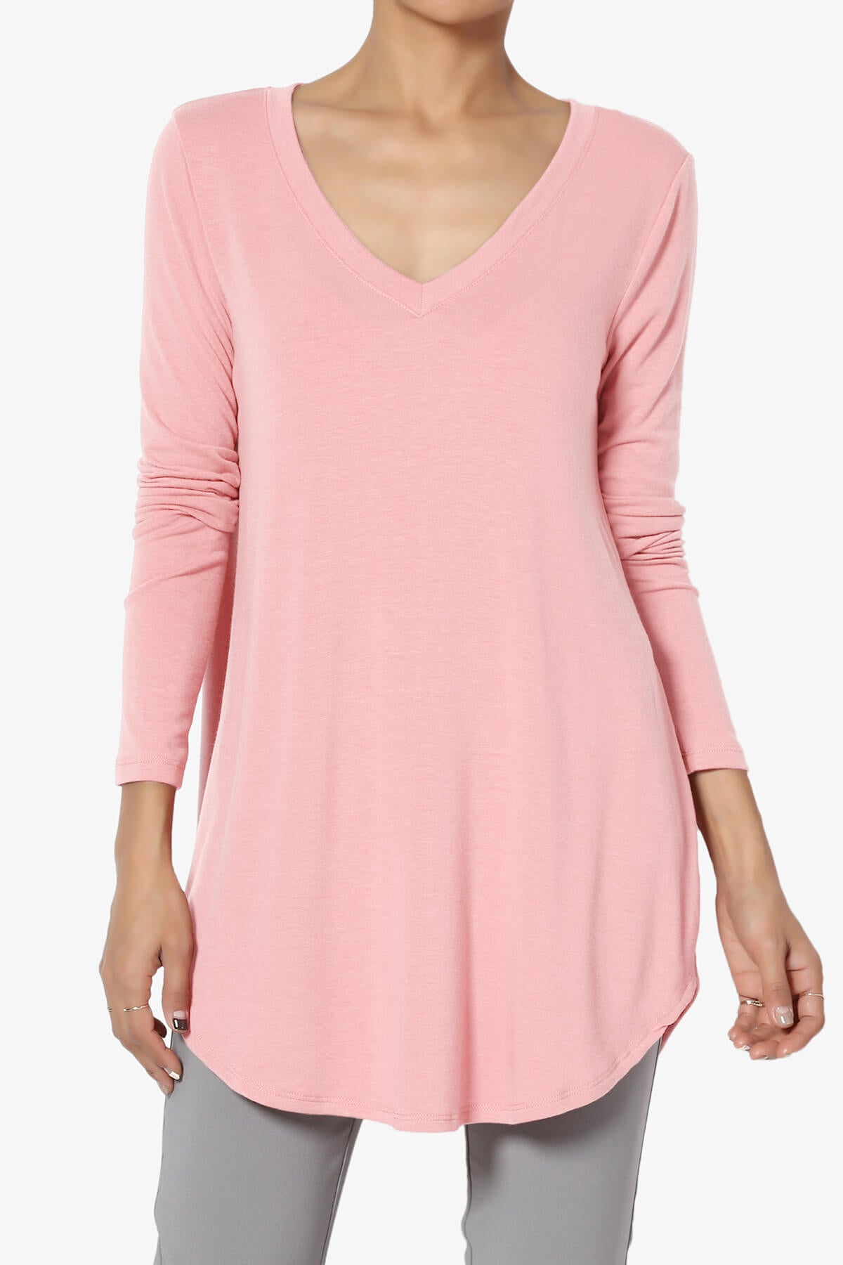 Ramada Long Sleeve Flowy Jersey Top DUSTY PINK_1