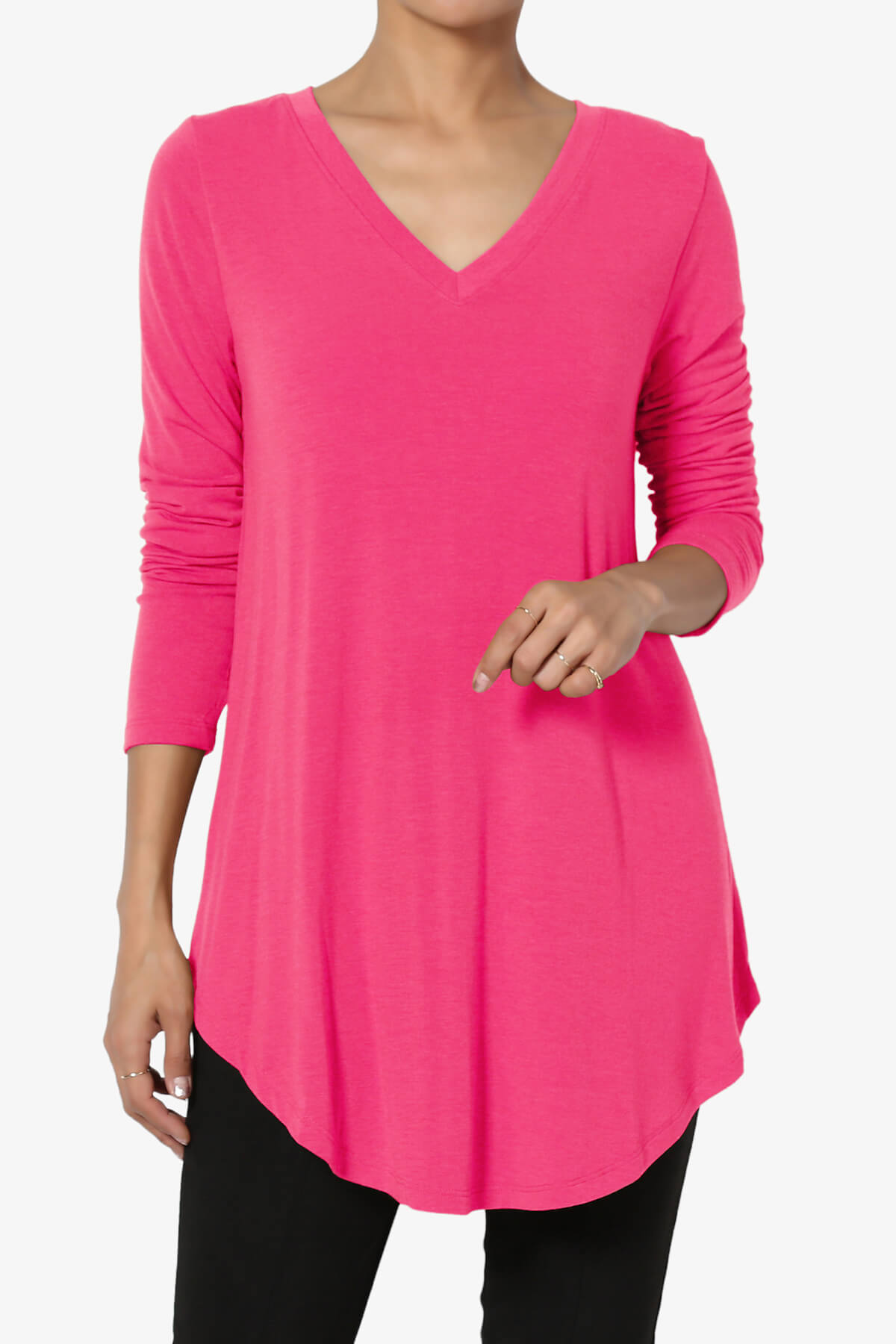 Ramada Long Sleeve Flowy Jersey Top FUCHSIA_1