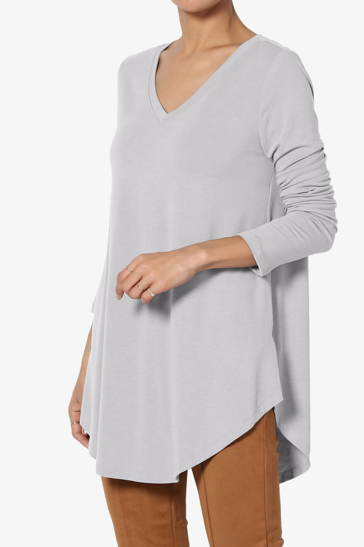 Ramada Long Sleeve Flowy Jersey Top GREY MIST_3