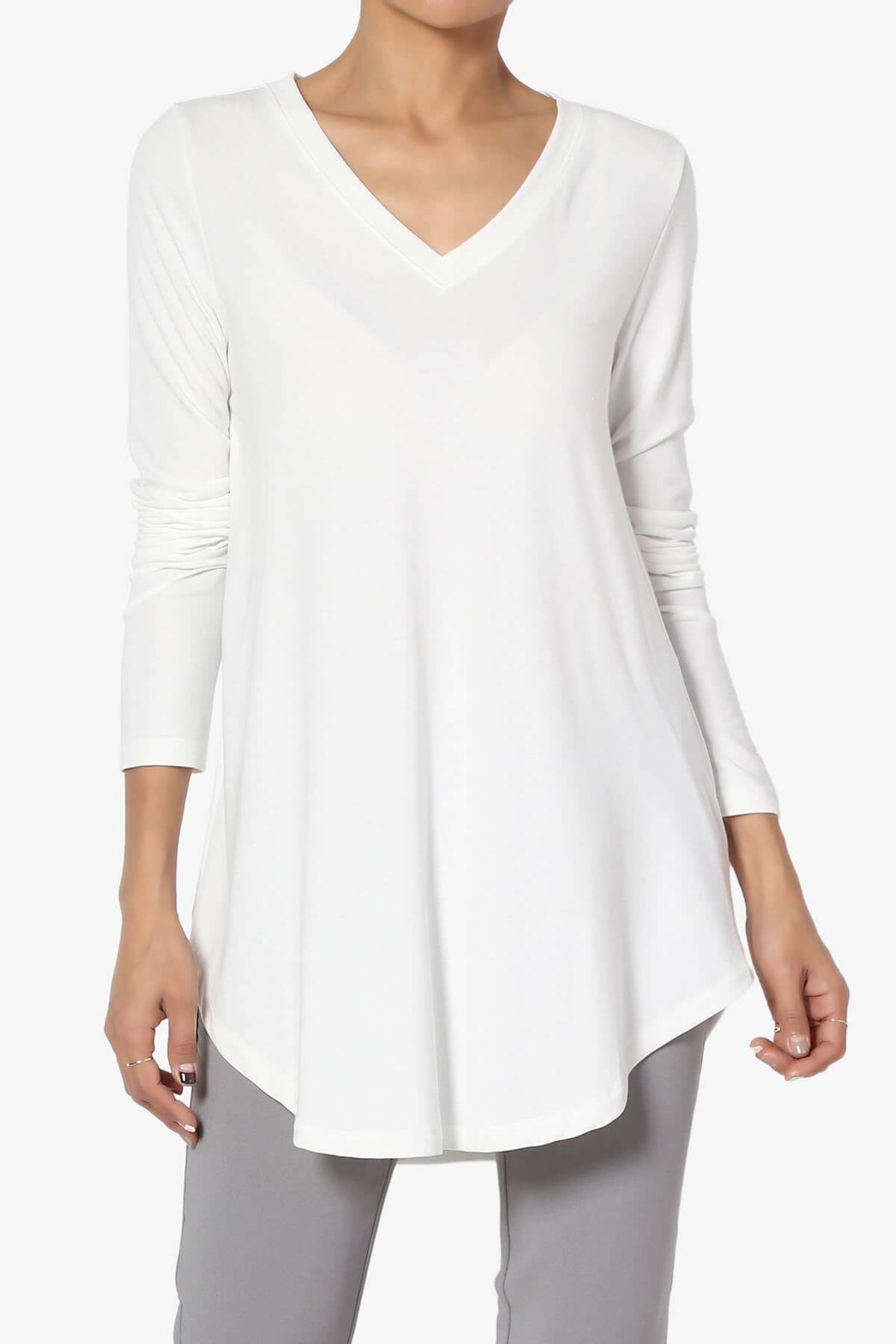 Ramada Long Sleeve Flowy Jersey Top IVORY_1