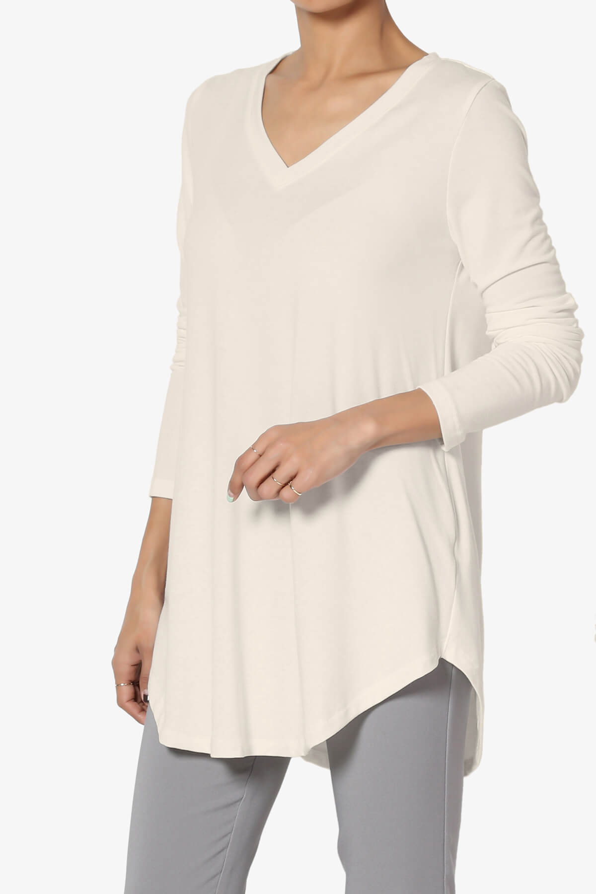 Ramada Long Sleeve Flowy Jersey Top SAND BEIGE_3